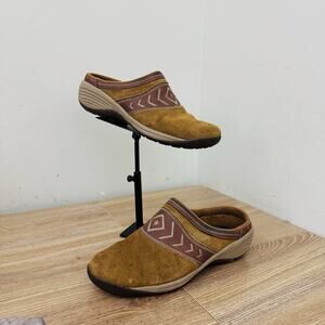 Easy Spirit Ikatta Brown Leather Slip On Mule Women’s Size 7